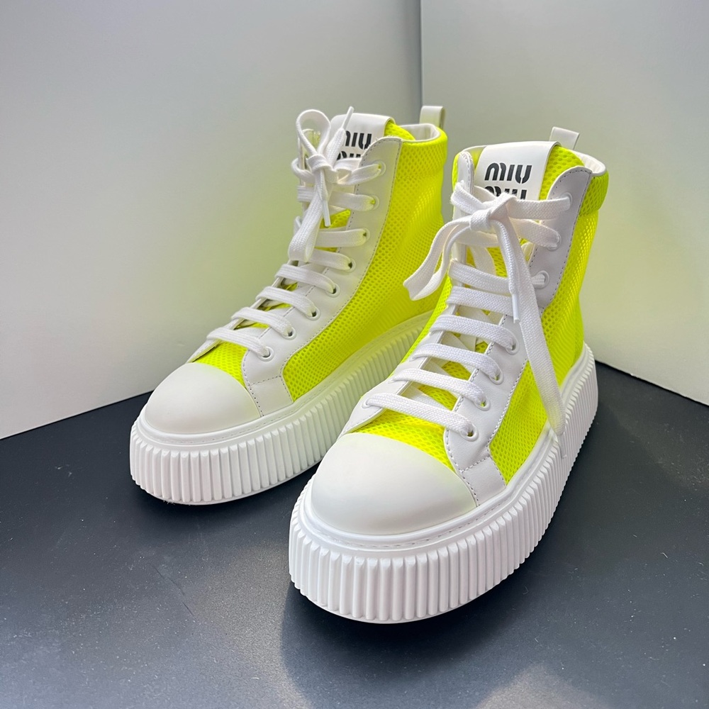 Miu Miu high top sneakers neon yellow
